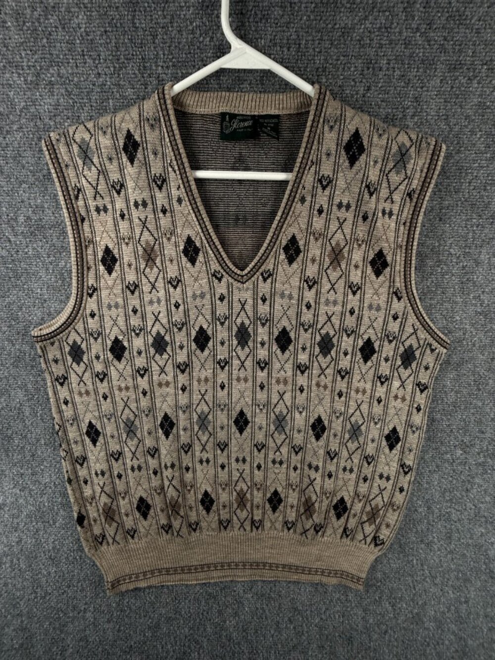 Maglificio Florence All Merino Wool Sweater Vest Men Medium Italy Made Diamond